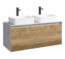 Тумба с раковиной бетон светлый/ дуб балтийский 120 см Aqwella 5 Stars Mobi MOB0112BS + MOB0712DB + 641945 + 641945