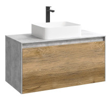 Тумба с раковиной бетон светлый/ дуб балтийский 100 см Aqwella 5 Stars Mobi MOB0110BS + MOB0710DB + 641945