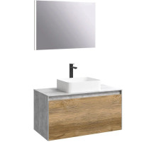 Комплект мебели бетон светлый/ дуб балтийский 100 см Aqwella 5 Stars Mobi MOB0110BS + MOB0710DB + 4640021064269 + SM0210