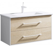 Тумба с раковиной дуб сонома/белый глянец 97,2 см Aqwella 5 Stars Miami Mai.01.10 + Mal.10.04.D