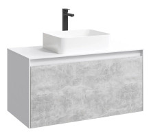 Тумба с раковиной белый глянец/ бетон светлый 100 см Aqwella 5 Stars Mobi MOB0110W + MOB0710BS + 4640021064269