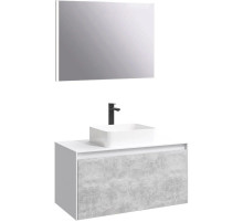 Комплект мебели белый глянец/ бетон светлый 100 см Aqwella 5 Stars Mobi MOB0110W + MOB0710BS + 4640021064269 + SM0210