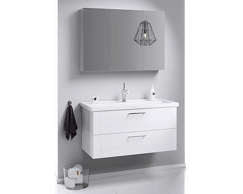 Приобрести Тумба с раковиной белый глянец 101,5 см Aqwella Manchester MAN01102 + 4640021065204 в магазине сантехники Santeh-Crystal.ru