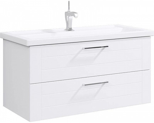 Приобрести Тумба с раковиной белый глянец 101,5 см Aqwella Manchester MAN01102 + 4640021065204 в магазине сантехники Santeh-Crystal.ru