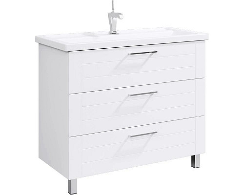 Купить Тумба с раковиной белый глянец 101,5 см Aqwella Manchester MAN01103 + 4640021065204 в магазине сантехники Santeh-Crystal.ru