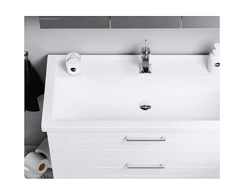 Купить Тумба с раковиной белый глянец 101,5 см Aqwella Manchester MAN01103 + 4640021065204 в магазине сантехники Santeh-Crystal.ru