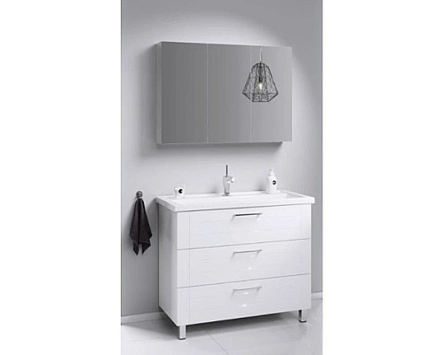 Купить Тумба с раковиной белый глянец 101,5 см Aqwella Manchester MAN01103 + 4640021065204 в магазине сантехники Santeh-Crystal.ru