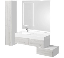 Комплект мебели белый глянец/ольха наварра 120 см Акватон Сакура 1A219701SKW80 + 1A71893KSK010 + 1A220002SKW80