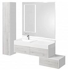 Комплект мебели белый глянец/ольха наварра 120 см Акватон Сакура 1A219701SKW80 + 1A71893KSK010 + 1A220002SKW80