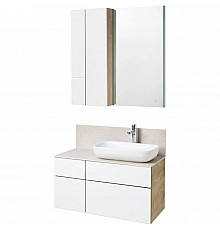 Комплект мебели дуб эндгрейн/белый матовый 100 см Акватон Мишель 1A244101MIX40 + 1A253303MIX40 + 1AX169WBXX000 + 1A253902MIX40 + 1A244203MIX40