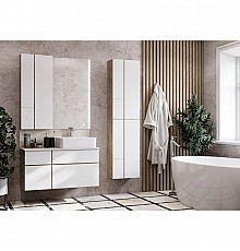 Комплект мебели дуб эндгрейн/белый матовый 100 см Акватон Мишель 1A244101MIX40 + 732700B000 +  1A253303MIX40 + 1A253902MIX40 + 1A244203MIX40