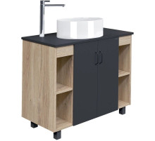 Тумба с раковиной дуб сонома/серый матовый 97,6 см Grossman Флай 101002 + 501002 + GR-3013