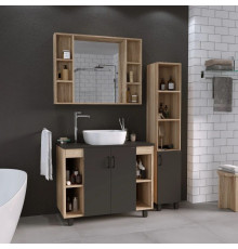 Комплект мебели дуб сонома/серый матовый 97,6 см Grossman Флай 101002 + 501002 + GR-3019 + 201001