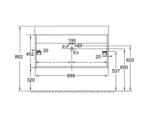 Заказать Тумба белый глянец/серый матовый 99,9 см Jacob Delafon Vivienne EB1668-J5-J54 в магазине сантехники Santeh-Crystal.ru