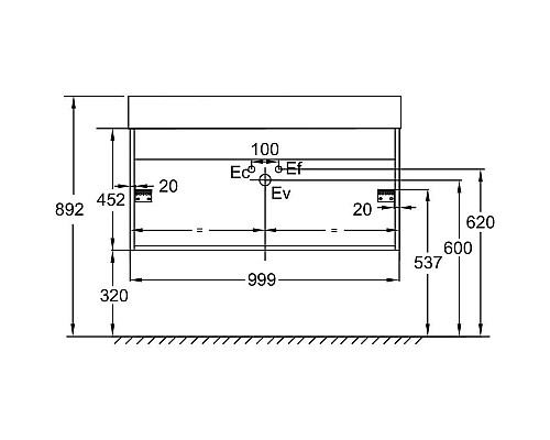 Приобрести Тумба дуб табак/серый титан матовый 99,9 см Jacob Delafon Vivienne EB1585-E52-M54 в магазине сантехники Santeh-Crystal.ru