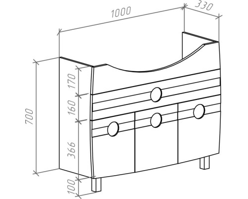 Купить Тумба с раковиной белый глянец 106 см Bellezza Абрис 4639718090018 + 4640021060926 в магазине сантехники Santeh-Crystal.ru