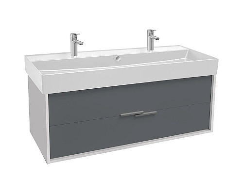 Купить Тумба белый глянец/серый матовый 119,9 см Jacob Delafon Vivienne EB1669-J5-J54 в магазине сантехники Santeh-Crystal.ru