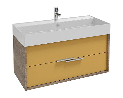 Приобрести Тумба дуб табак/императорский желтый глянец 99,9 см Jacob Delafon Vivienne EB1508-E52-G1N в магазине сантехники Santeh-Crystal.ru