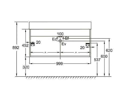 Купить Тумба дуб табак/белый глянец 99,9 см Jacob Delafon Vivienne EB1508-E52-G1C в магазине сантехники Santeh-Crystal.ru