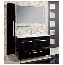 Тумба Мадрид 100 М 2 ящика чёрный глянец Акватон 1A128001MA950