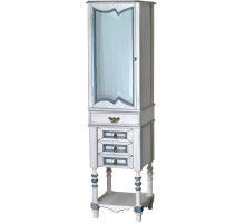 Пенал напольный слоновая кость состаренная синяя патина Atoll Флоренция