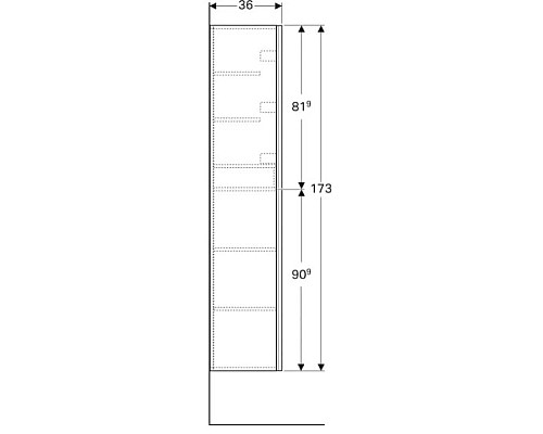 Купить Пенал подвесной черный глянец/черный матовый L/R Geberit Acanto 500.619.16.1 в магазине сантехники Santeh-Crystal.ru