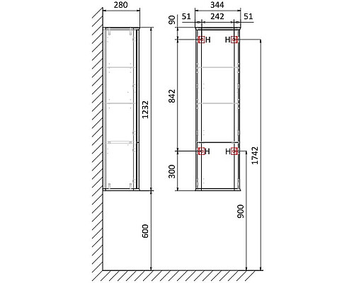 Santeh-Crystal.ru: Пенал подвесной розовый иней Jorno Pastel Pas.04.125/P/PI Купить Пенал подвесной розовый иней Jorno Pastel Pas.04.125/P/PI в магазине сантехники Santeh-Crystal.ru