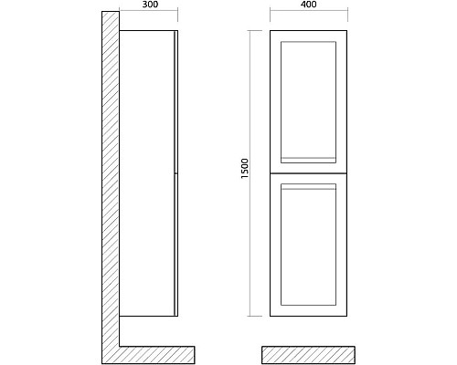 Купить Пенал подвесной Bianco Lucido L/R Art&Max Platino AM-Platino-1500-2A-SO-BL в магазине сантехники Santeh-Crystal.ru