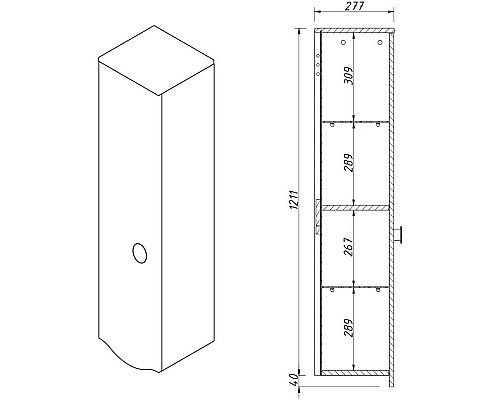 Заказать Пенал подвесной магнолия L Caprigo Nokturn 1350L-TP800 в магазине сантехники Santeh-Crystal.ru