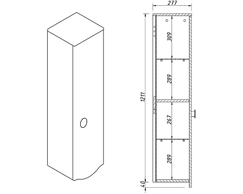 Заказать Пенал подвесной магнолия R Caprigo Nokturn 1350R-TP800 в магазине сантехники Santeh-Crystal.ru