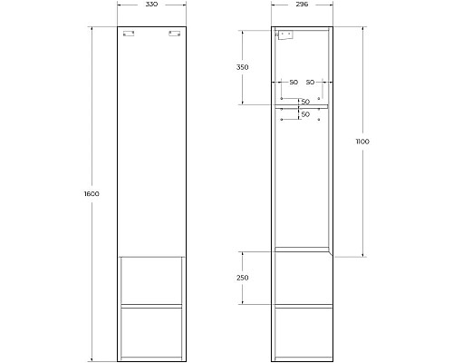 Приобрести Пенал подвесной Bianco Opaco BelBagno Kraft KRAFT-1600-1A-SC-BO-R в магазине сантехники Santeh-Crystal.ru