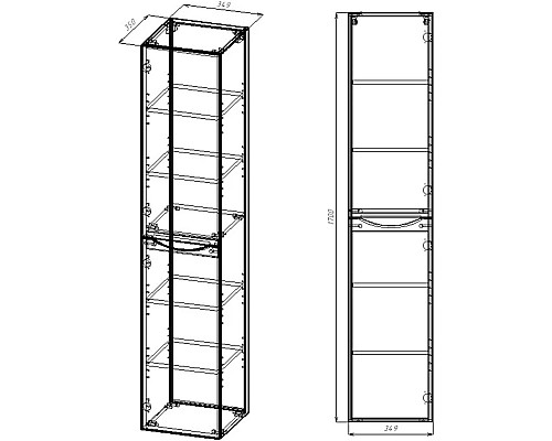 Пенал Vincea Mia VSC-2M170RW-R подвесной R, темный дуб