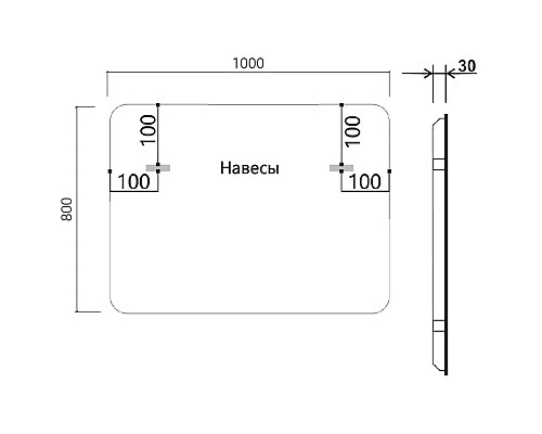 Зеркало 100x80 см черный Vincea VLM-3VC100B