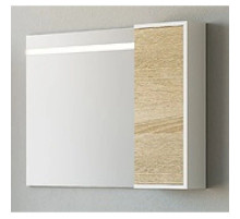 Зеркальный шкаф 90х65 см с подсветкой белый глянец/дуб сонома Aqwella 5 Stars Miami Mai.02.09