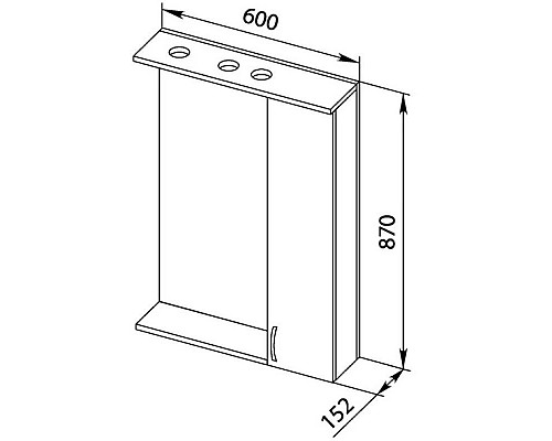 Приобрести Зеркальный шкаф 60х87 см с подсветкой белый дуб Aquanet Донна 00169038 в магазине сантехники Santeh-Crystal.ru