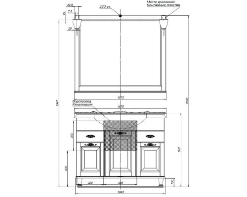 Приобрести Зеркало 106,2х90,1 см жасмин/золото Aquanet Тесса 00185817 в магазине сантехники Santeh-Crystal.ru