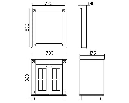Приобрести Зеркало 77х85 см синий серебряная патина Atoll Милана BC00000353 в магазине сантехники Santeh-Crystal.ru