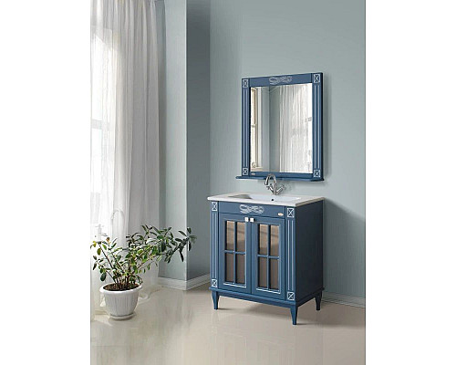 Приобрести Зеркало 77х85 см синий серебряная патина Atoll Милана BC00000353 в магазине сантехники Santeh-Crystal.ru