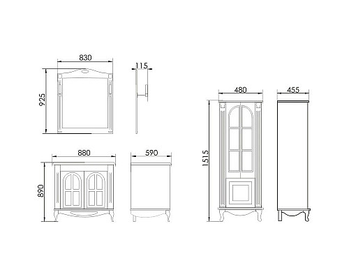 Приобрести Зеркало 83х92,5 см слоновая кость золотая патина Atoll Венеция в магазине сантехники Santeh-Crystal.ru