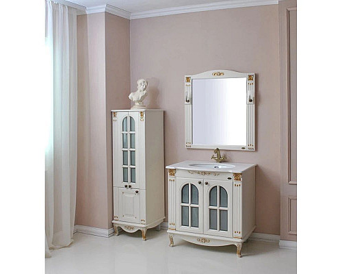 Приобрести Зеркало 83х92,5 см слоновая кость золотая патина Atoll Венеция в магазине сантехники Santeh-Crystal.ru