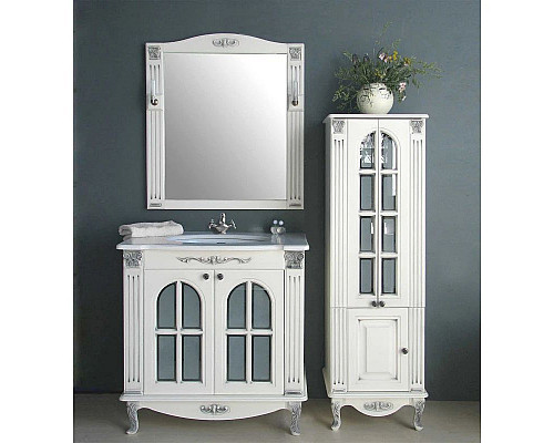 Заказать Зеркало 83х92,5 см слоновая кость серебряная патина Atoll Венеция в магазине сантехники Santeh-Crystal.ru