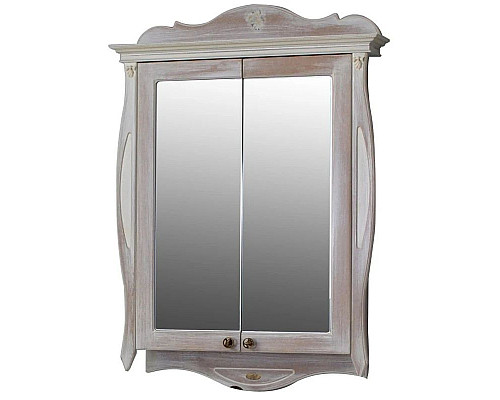 Приобрести Зеркальный шкаф 78х115 см белое дерево Atoll Ривьера в магазине сантехники Santeh-Crystal.ru