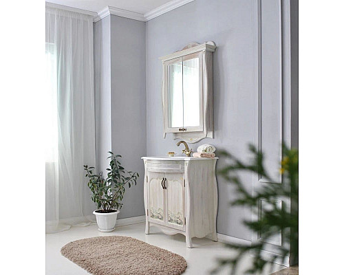 Приобрести Зеркальный шкаф 78х115 см белое дерево Atoll Ривьера в магазине сантехники Santeh-Crystal.ru