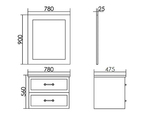 Приобрести Зеркало 78х90 см белый матовый серебряная патина  Atoll Валери в магазине сантехники Santeh-Crystal.ru