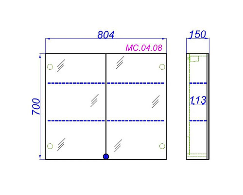 Заказать Зеркальный шкаф 80,4х70 см дуб сонома Aqwella MC.04.08/DS в магазине сантехники Santeh-Crystal.ru