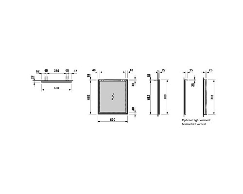 Купить Зеркало 60х70 см Laufen Frame 25 4.4740.2.900.144.1 в магазине сантехники Santeh-Crystal.ru