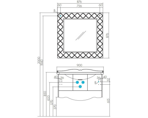 Приобрести Зеркало 87,6х87,6 см зеркальная рама Акватон Венеция 1A155702VN010 в магазине сантехники Santeh-Crystal.ru