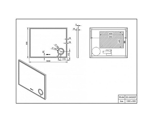 Приобрести Зеркало 100х80 см Esbano ES-3482 KDF в магазине сантехники Santeh-Crystal.ru