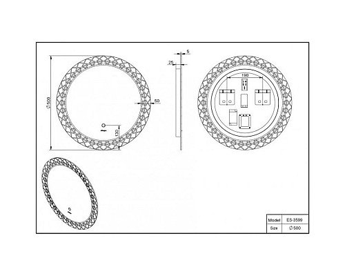 Приобрести Зеркало 50х50 см Esbano ES-3599 в магазине сантехники Santeh-Crystal.ru