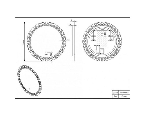 Приобрести Зеркало 59х59 см Esbano ES-3599 YD в магазине сантехники Santeh-Crystal.ru